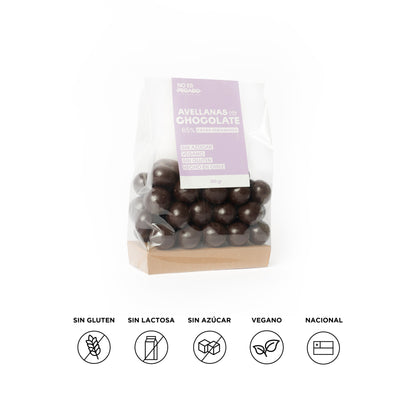 Avellanas Bañadas en Chocolate Semiamargo 60% cacao sin azúcar | 160 grs.