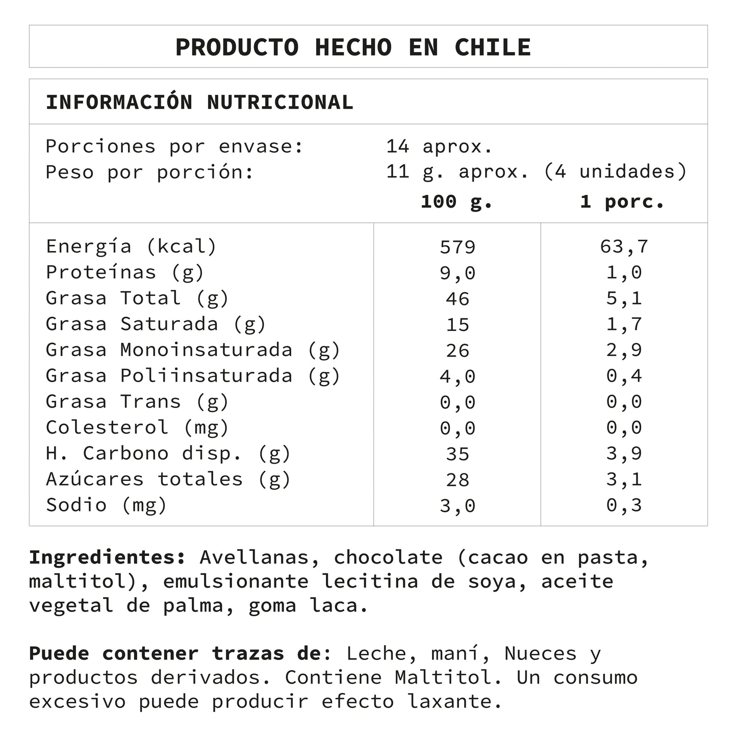 Avellanas Bañadas en Chocolate Semiamargo 60% cacao sin azúcar | 160 grs.