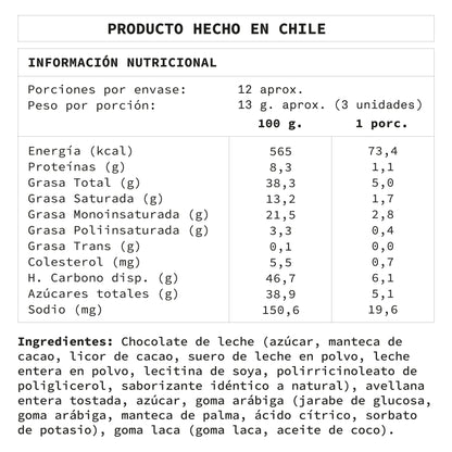 Avellanas Bañadas en Chocolate de Leche | 160 grs.
